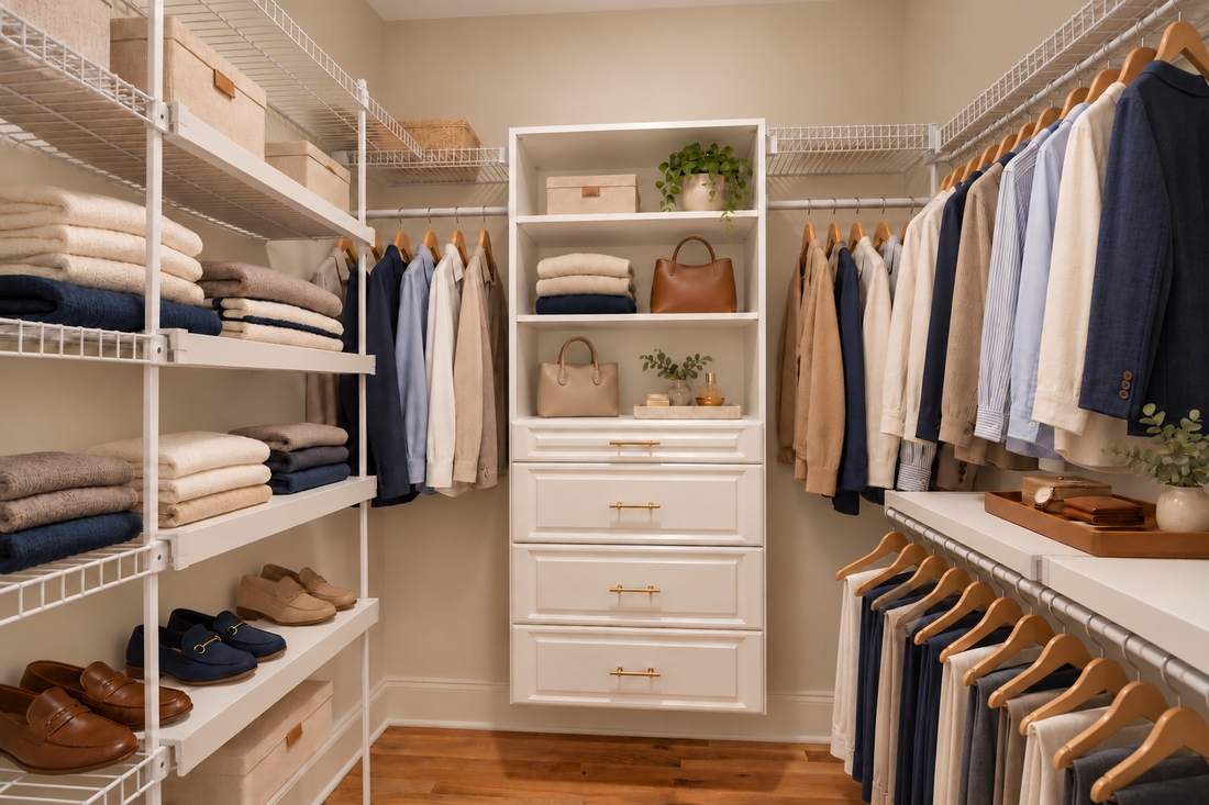 Primary walk-in closet (virtually staged)