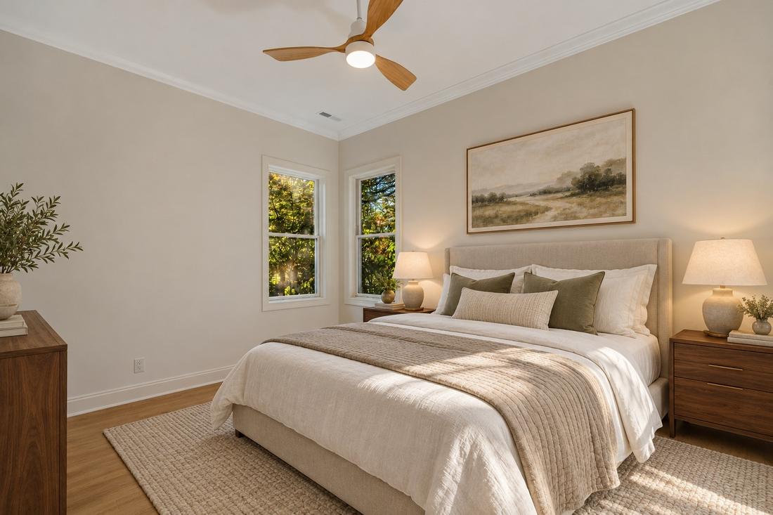 Lower-level bedroom (virtually staged)