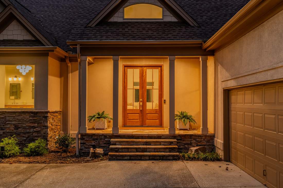 Covered entry at twilight