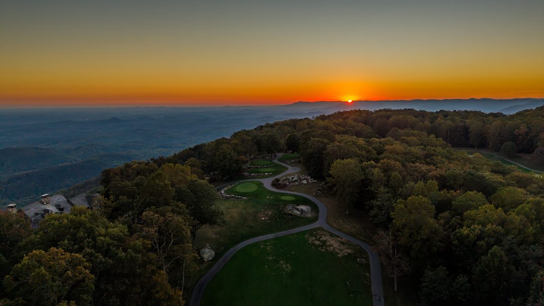 Aerial, sunset over the long view